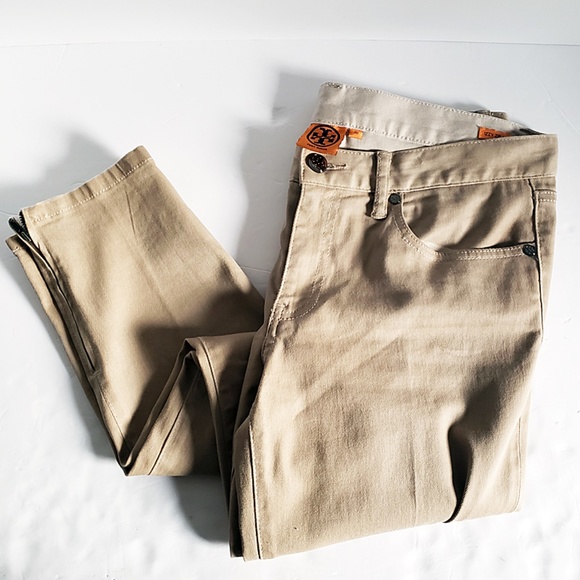 Tory Burch Denim - Tory Burch Izzy Zip Ankle Tan Skinny Jeans 30